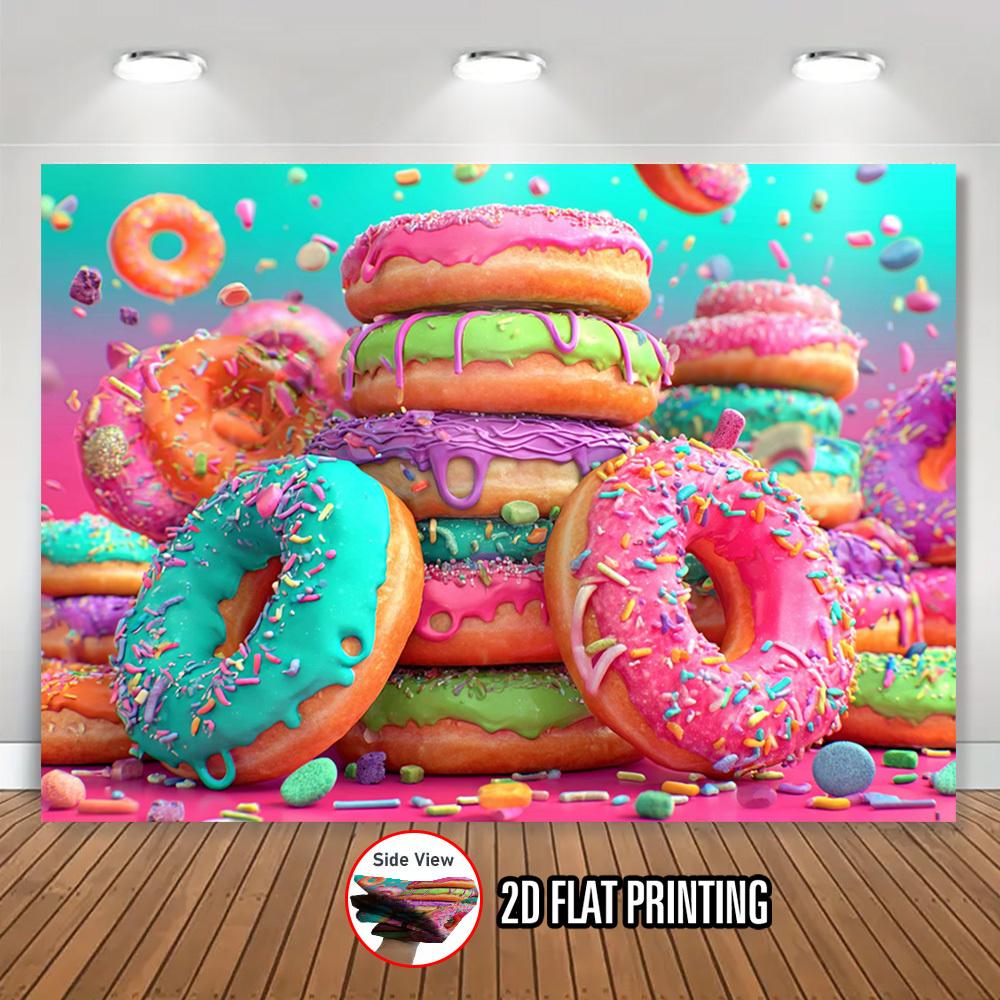 Colorful Donut Birthday Party Banner, for Birthday Party Photo Booth Decor