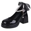 Women's British Style Thick Heel Thick Sole Small Leather Shoes