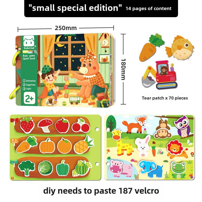 Детская тихая книжка с отрывными страницами: Развивающая игрушка на липучках
