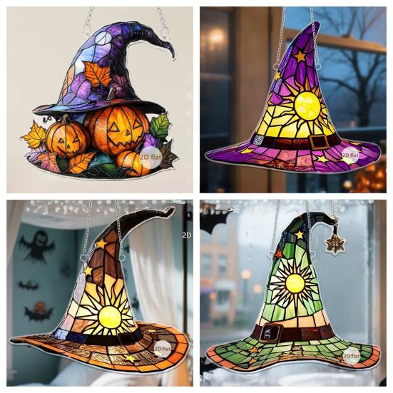 Хэллоуин Ведьма Шляпа Подвесное Украшение Витраж 2D Плоский Акрил
