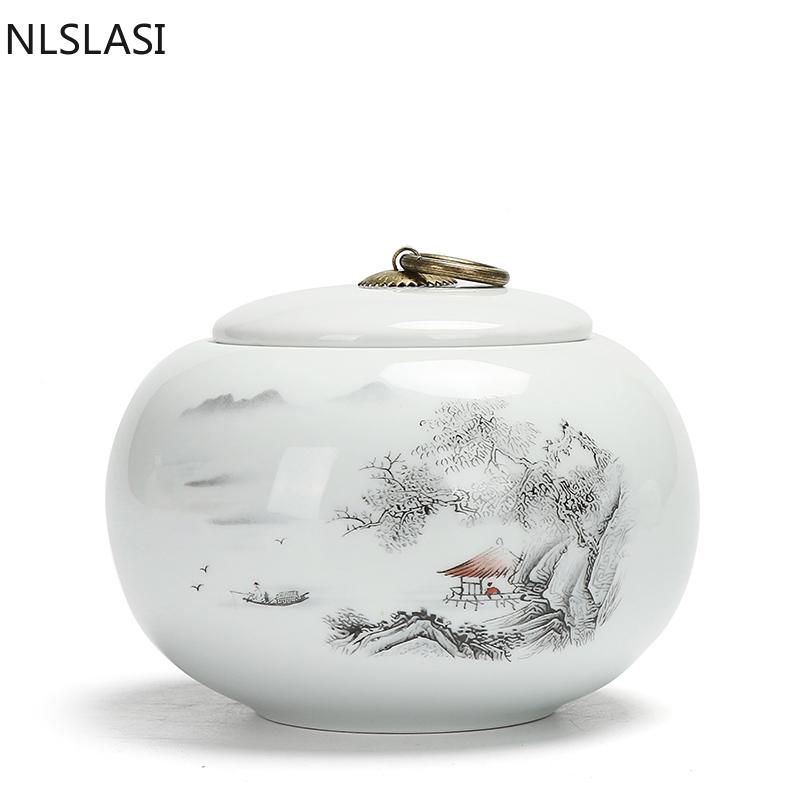 Керамика с китайским пейзажным узором, контейнер для чая, бытовые герметичные резервуары для хранения сухофруктов, портативные коробки для чая, контейнеры Tieguanyin