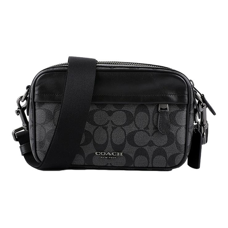 Coach Graham 24 Monogram Canvas And Leather Camera Bag Men Shoulder Bag Charcoal 4189-QBAF4