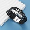Очаровательные ювелирные изделия из нержавеющей стали, кожаный гладкий браслет для мужчин