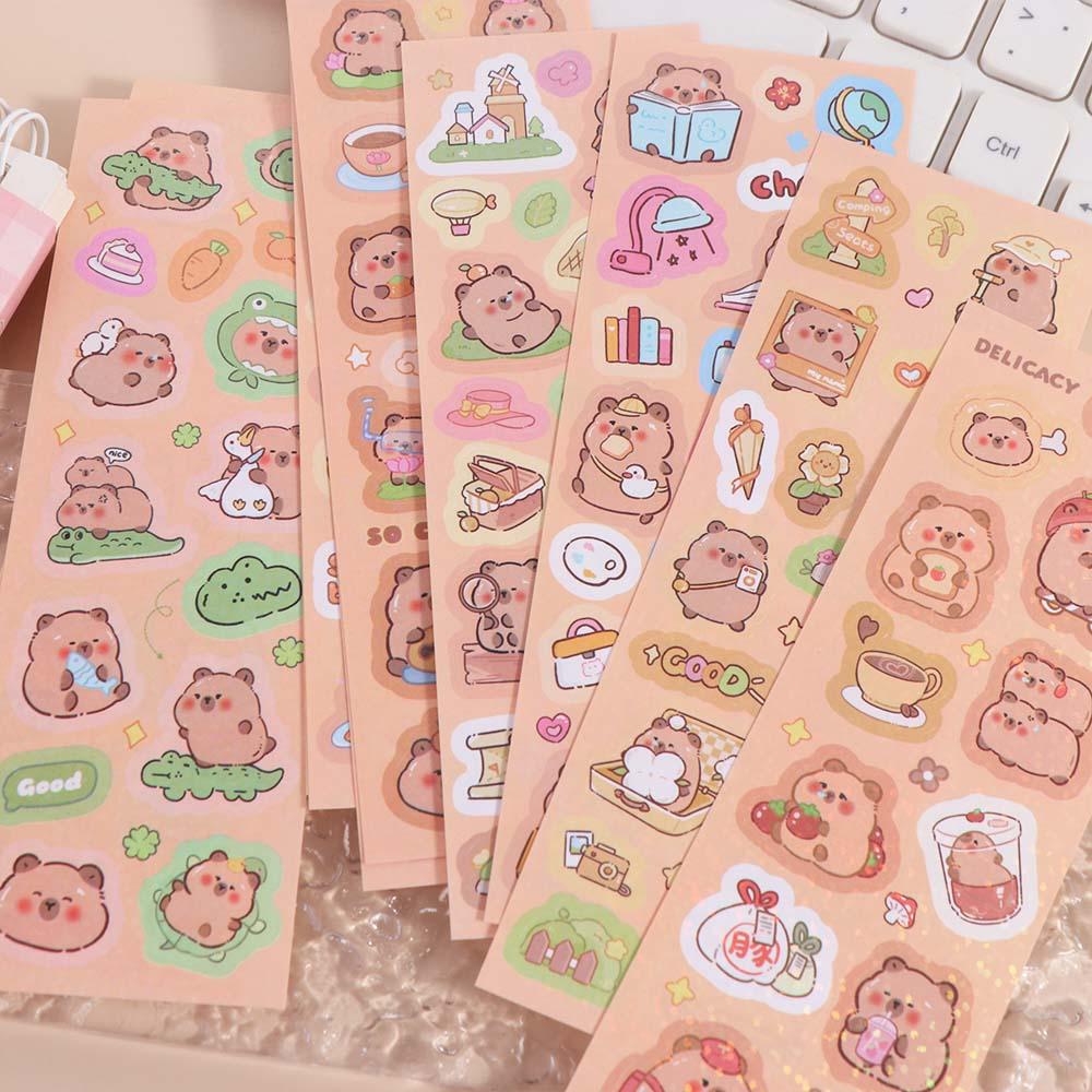 10Sheets Scrapbooking Capybara Stickers School Supplies Kids Toys Sticker Notebook