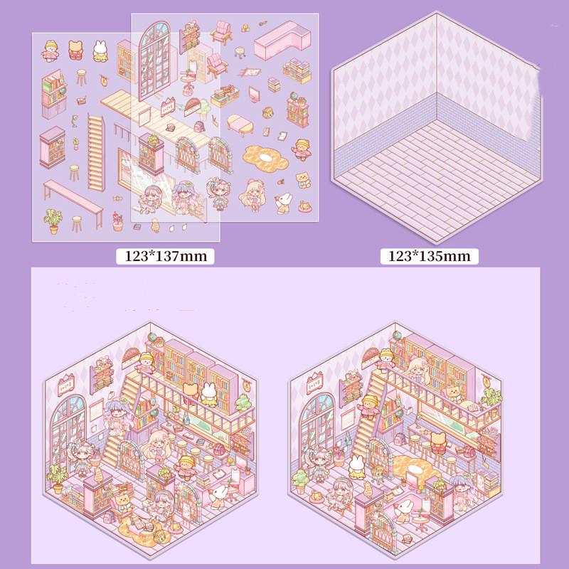 Сделай сам, ручная работа, милый мультяшный стикер, сладкая цветочная комната, библиотека, серия хлебобулочных изделий, наклейки для скрапбукинга, 3D-визуальные стековые наклейки