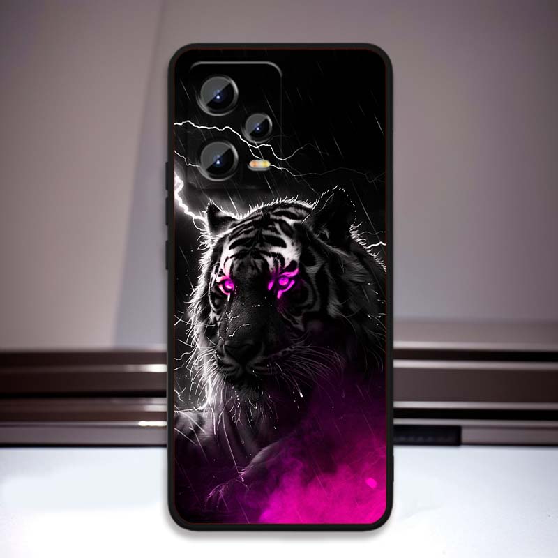 Лев Медведь Кошка Крутой Для Xiaomi Redmi Note 15 14 13 12 12S 11E 11 11S Pro Plus 4G 5G Черный Мягкий ТПУ Чехол для Телефона