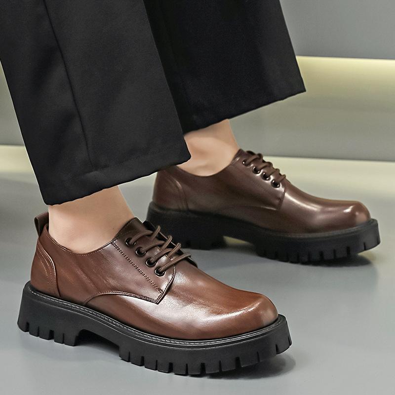 Платье большая голова тренд низкий верх ботинки Мартин платформа повседневная мужская обувь кожаная обувь дышащая британский стиль 2025