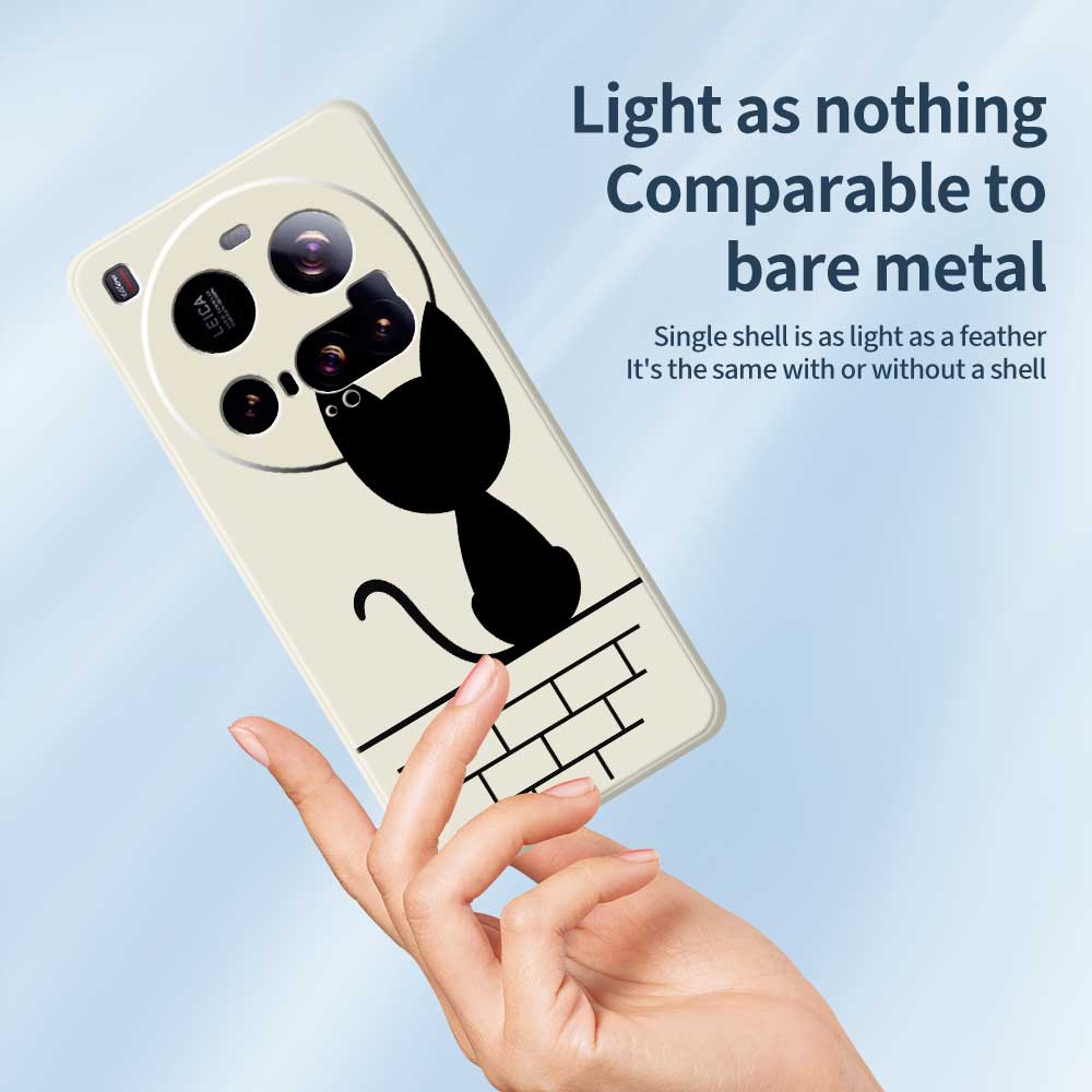For Xiaomi 15 Ultra Case Black Cat on the Wall Pattern Printing Straight Edge TPU Phone Back Cover