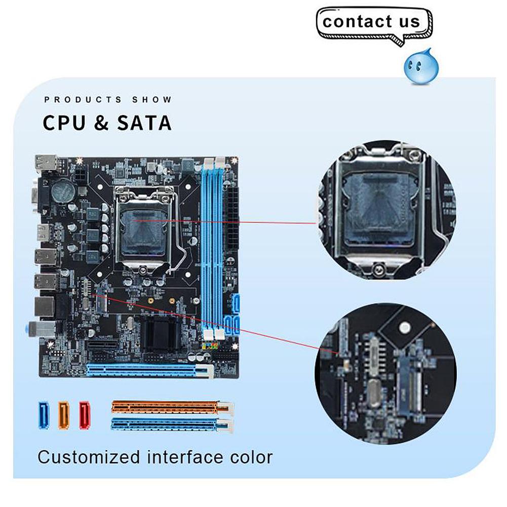Материнская плата H61 с сокетом LGA1155 для процессоров I3/I5/I7, 16 ГБ Micro-ATX двухканальная DDR3 1066/1333/1600 МГц для настольного компьютера, основная плата