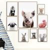 Nordic Animal Art Decoration Painting Elephant Rabbit Pig Oil Painting Poster Kindergarten Children's Room Wall Decoration