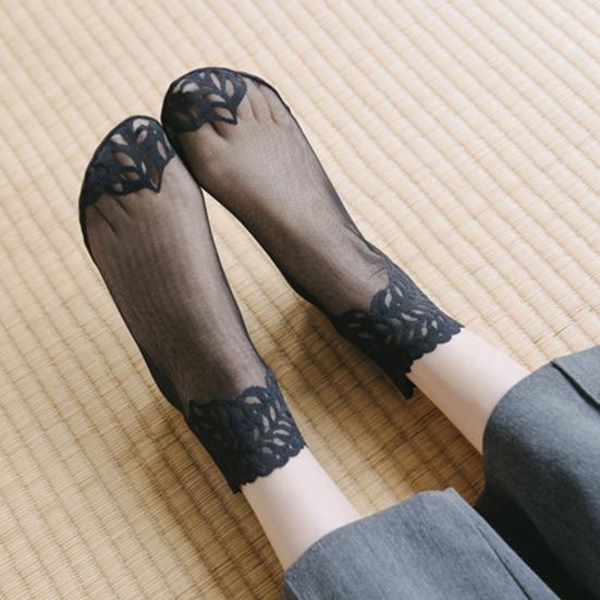 Sheer Nylon Socks for Women Mid-tube Lace Ankle Socks Summer Ultra Thin