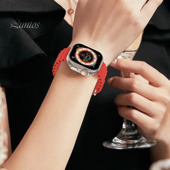 38/40/41 мм 42/44/45 мм ремешок для часов с двойной пряжкой водонепроницаемый сменный силиконовый ремешок для умных часов с защитой от пота для Apple Watch Ultra/Watch 8