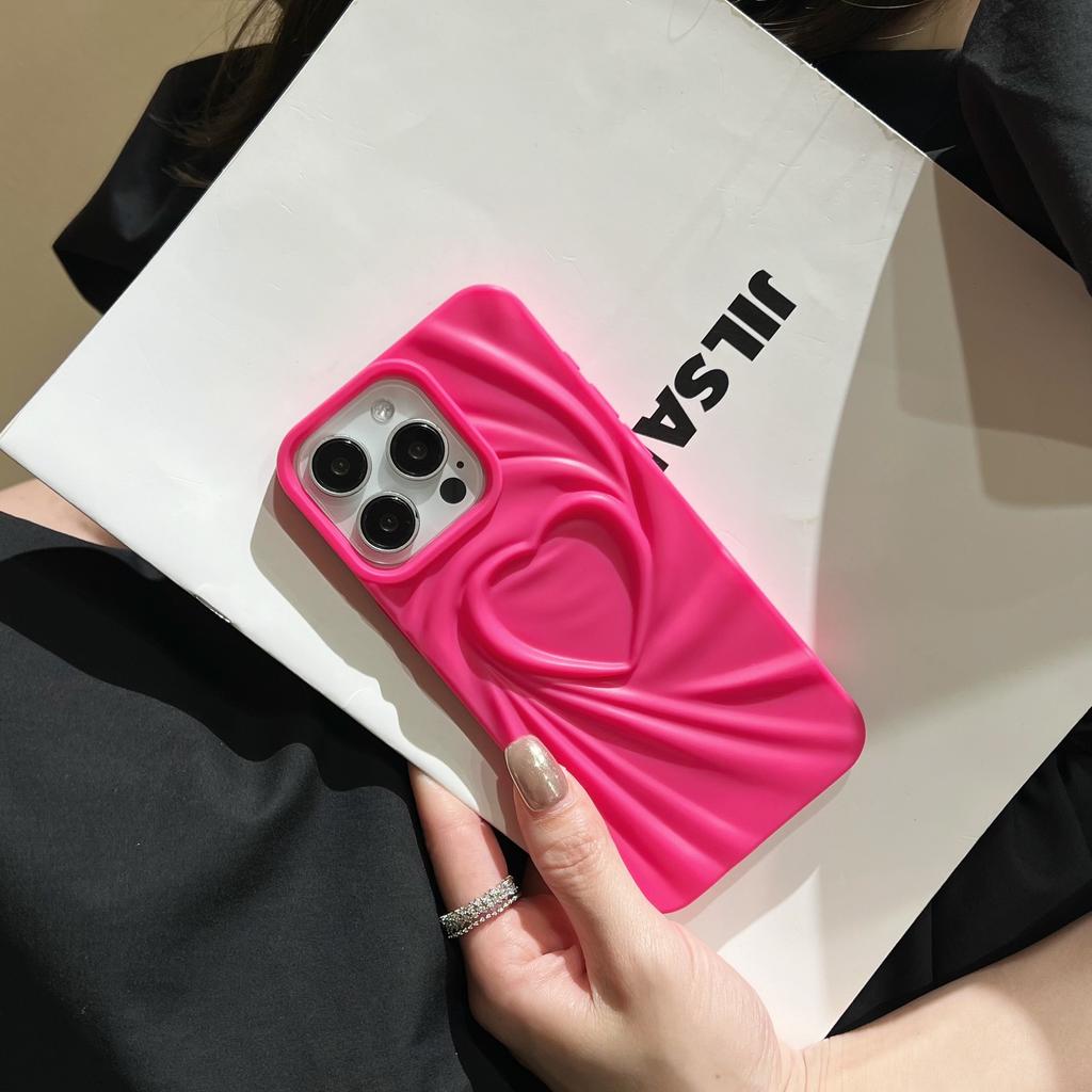 Трехмерная 3D Любовь Однотонная для IPhone16 Защитный Чехол Персональный для Apple 15Pro Силиконовый Чехол для Мобильного Телефона с Ощущением Кожи