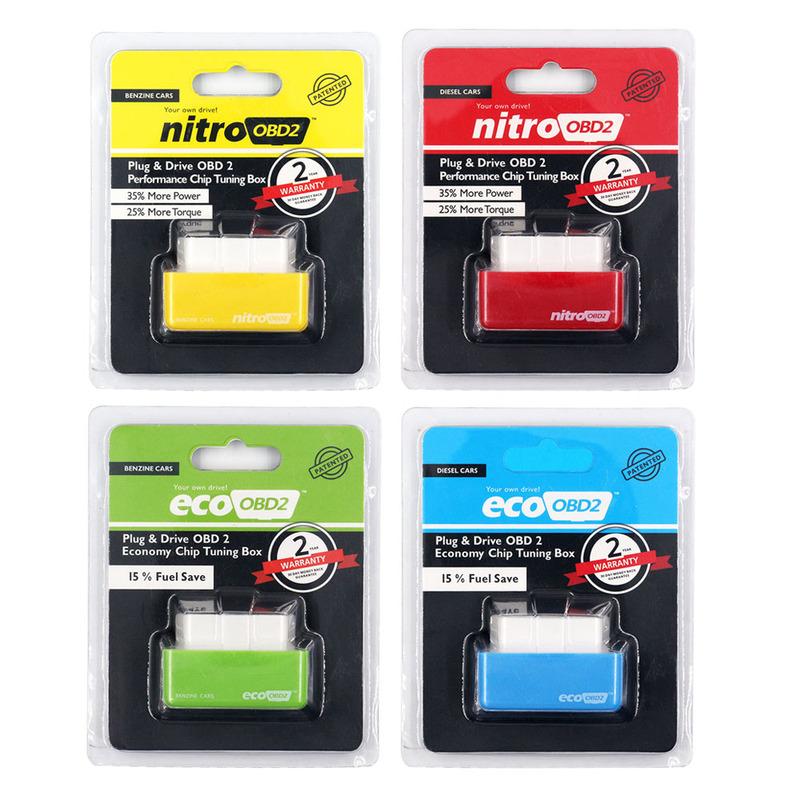Nitro OBD2 EcoOBD2 Double ECU Chip Tuning Box NitroOBD2 Eco OBD2 For Benzine Diesel Car 15%Fuel Save More Power Torque Free Ship
