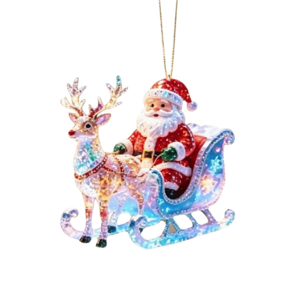 Acrylic Santa Claus Ornaments 2D Flat Christmas Decor Unique Christmas Tree Ornaments Party