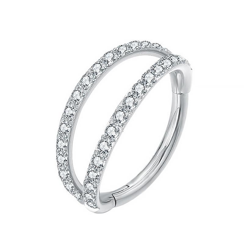 Пирсинг из нержавеющей стали, кольца-сегменты на петлях, кольца для носа с камнями CZ, серьги для пирсинга хряща уха, трагуса, хеликса, украшения для тела