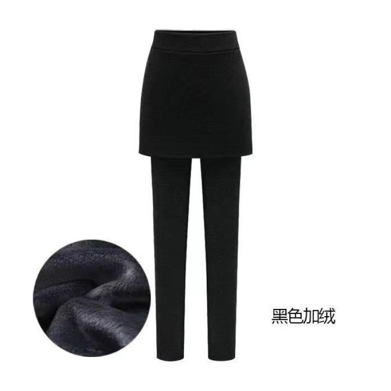 2024 новая осенне-зимняя корейская версия fat MM увеличенные леггинсы юбка fat sister поддельные двухсекционные кюлоты утолщенные и бархатные, чтобы выглядеть тонкими