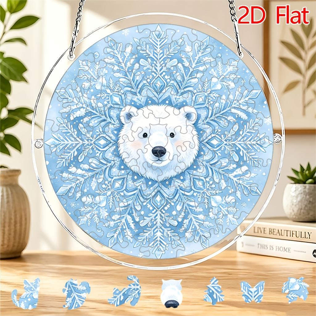2D Flat Acrylic Sun Catcher, Snowflake Polar Bear Themed Sun Catcher, Home And Garden Decor, Suitable Gift for Christmas, Thanksgiving, Anniversary, B