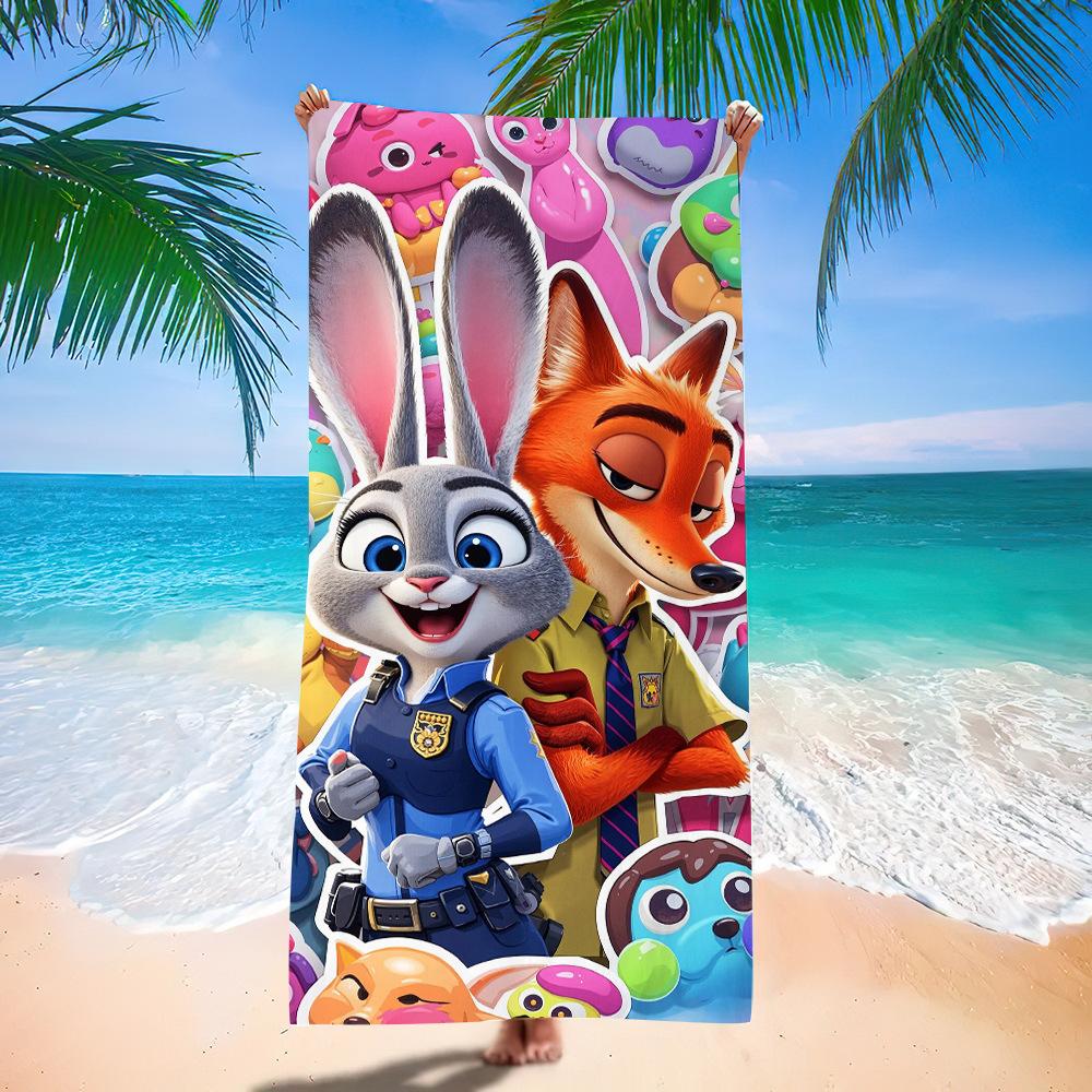 Zootopia Beach Towel Microfiber Bath Towel Kids Cartoon Week Judy Nick Quick Dry Towel