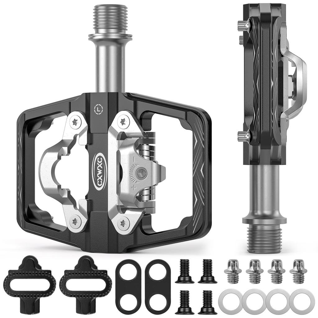 CXWXC Bicycle Binding Flat with Black Pedals, Single-Sided Pedals, Non-Slip Aluminum, Durable, Cleats, (CX-160)