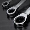1pc 8-10mm Double Head Ring Ratchet Wrench, Chrome Vanadium Steel Ratchet Spanner Set Auto Repair Tools