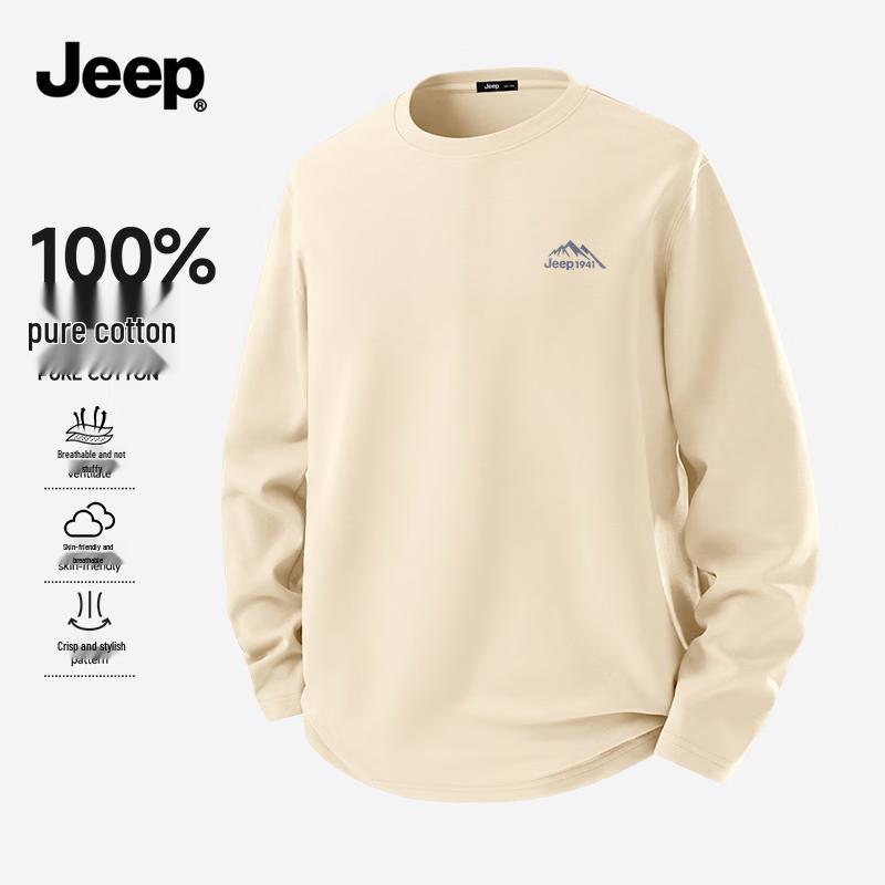 Jeep Мужская футболка из плотного хлопка с длинным рукавом