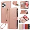 Crossbody Wrist Strap Leather Phone Case for IPhone 13 12 Mini 16 15 14 11 Pro Max XS X XR 8 Plus Wallet with Card Holder Cover