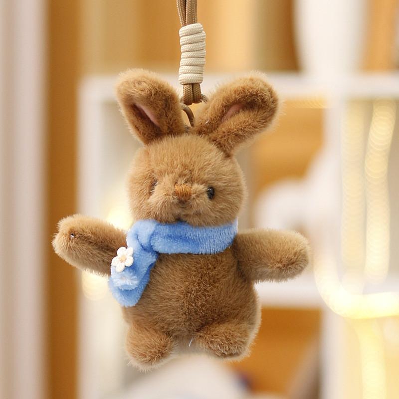 Scarf Plush Rabbit Doll Keychain Toy Animal Pendant Backpack Gift Decoration