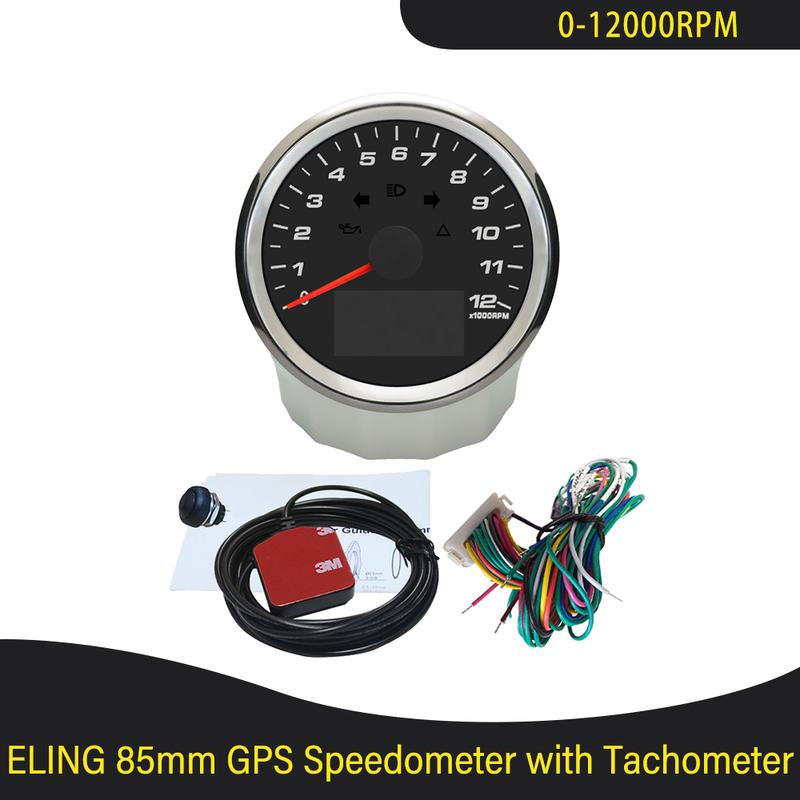 85-мм GPS-спидометр 0-299 км/ч MPH с тахометром 0-12000 об/мин, дальний свет, указатель поворота, давление масла для мотоцикла, автомобиля 12В 24В