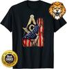US Flag Real Mason Square and Compass Masonic Shriner T-Shirt
