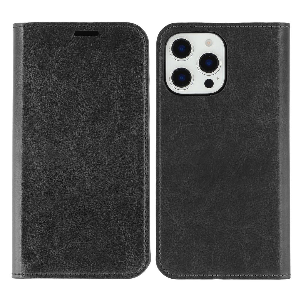 For iPhone 16 Pro Max Stand Cases Genuine Split Leather Wallet Phone Cover Magnetic Closure