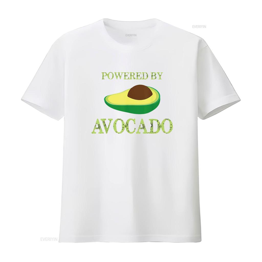 Мужская футболка 'Powered By Avocado' Смешная V3 Черная винтажная стираная уличная одежда Дышащая мужская Топ для повседневной носки Удобный