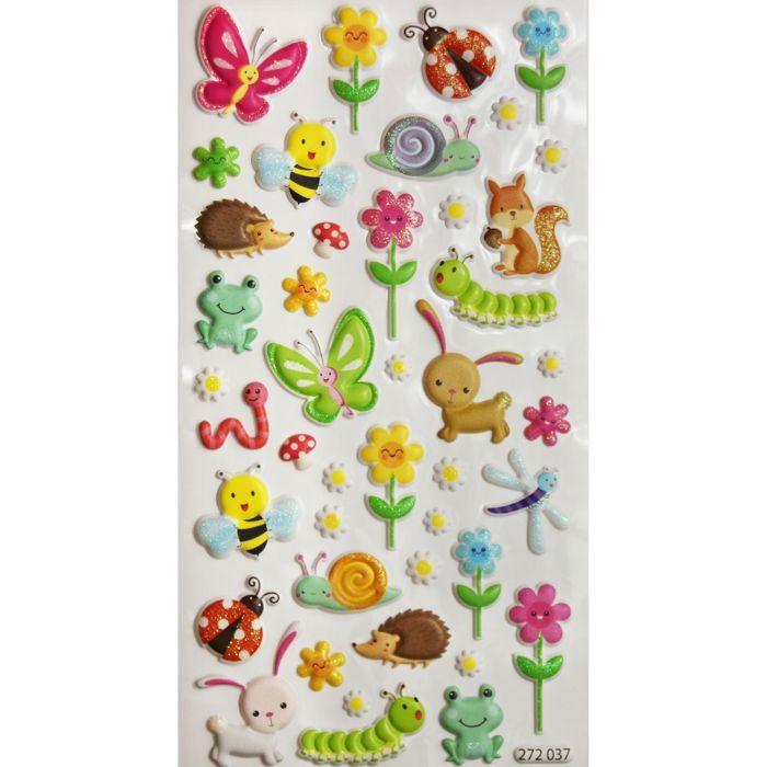 Scène à décorer pour enfants - La faune et la flore - Stickers Puffies