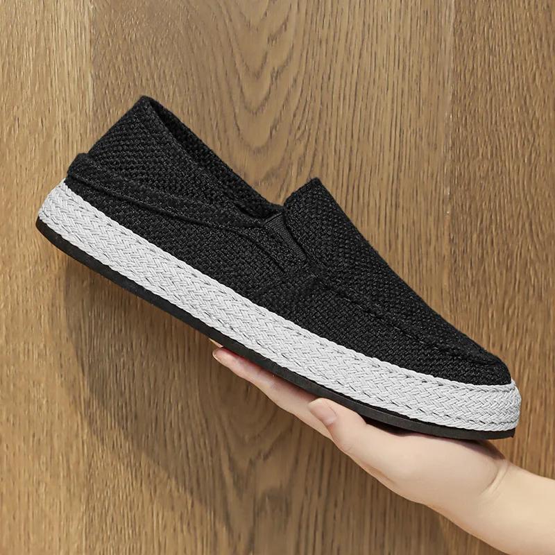 Мужская летняя парусиновая обувь, дышащая, удобная, повседневная обувь, кроссовки для прогулок на открытом воздухе, мокасины для мужчин, вулканизированная обувь 2025