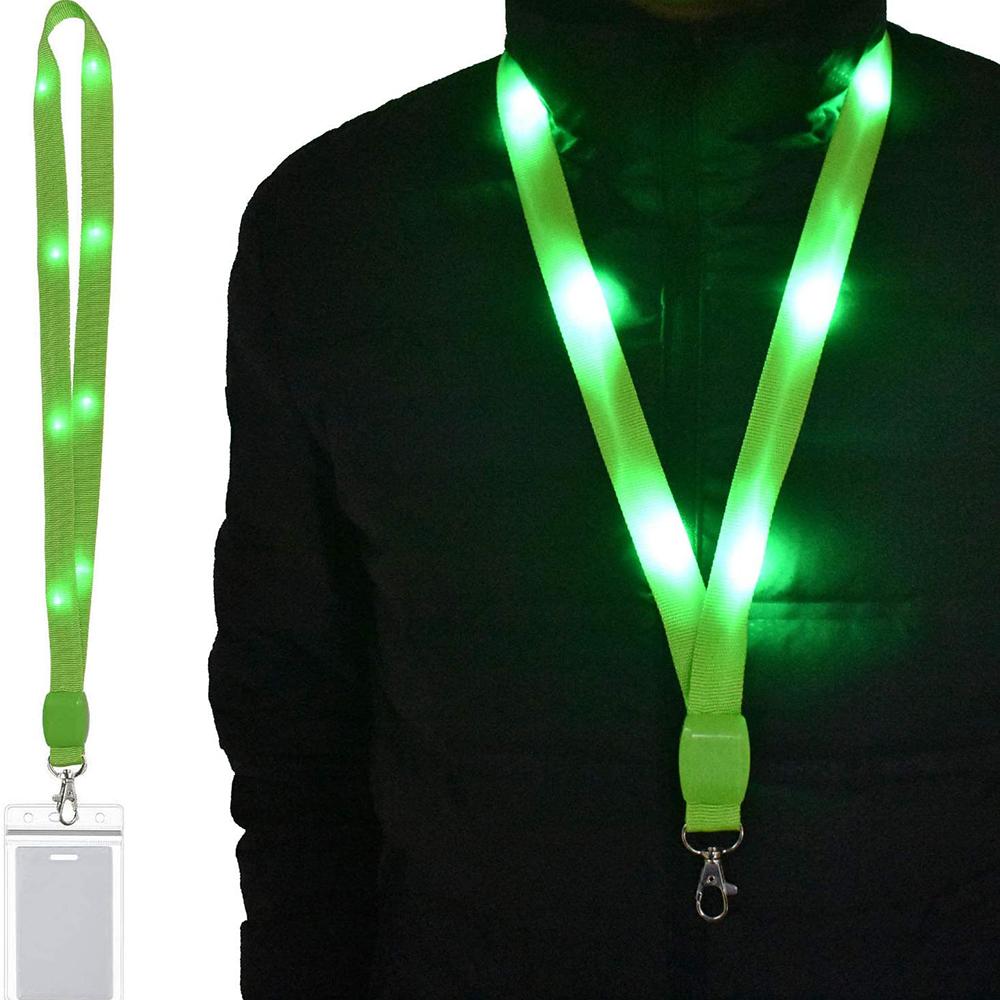LED Light Up Neck Strap Flashing Lanyards Card Holder ID Badge Case Cruise Lanyards Keychain