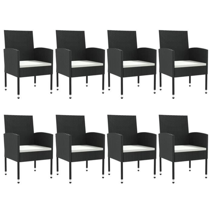 VidaXL Garden Dining Set 9 Pcs Black Woven Resin and Steel 3203319