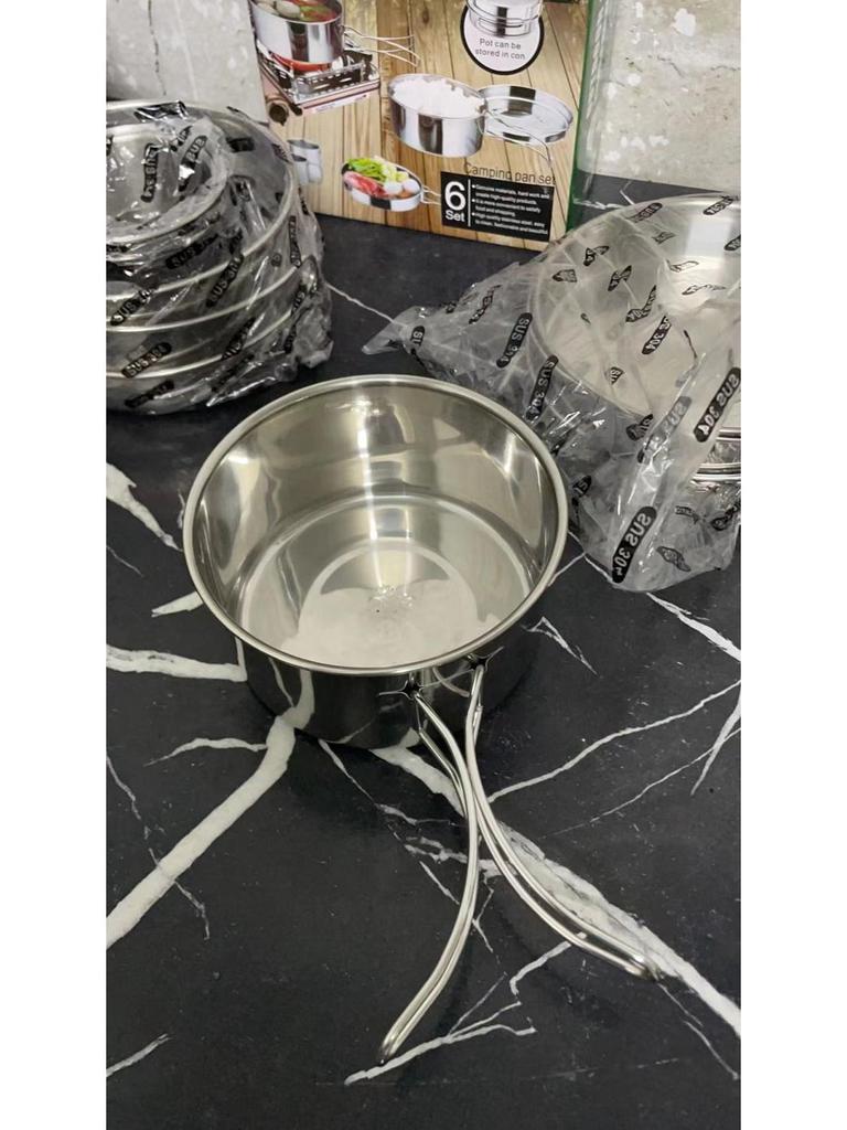 Набор складной походной посуды из нержавеющей стали 304 - Прочная, портативная и складная посуда для приключений на открытом воздухе.