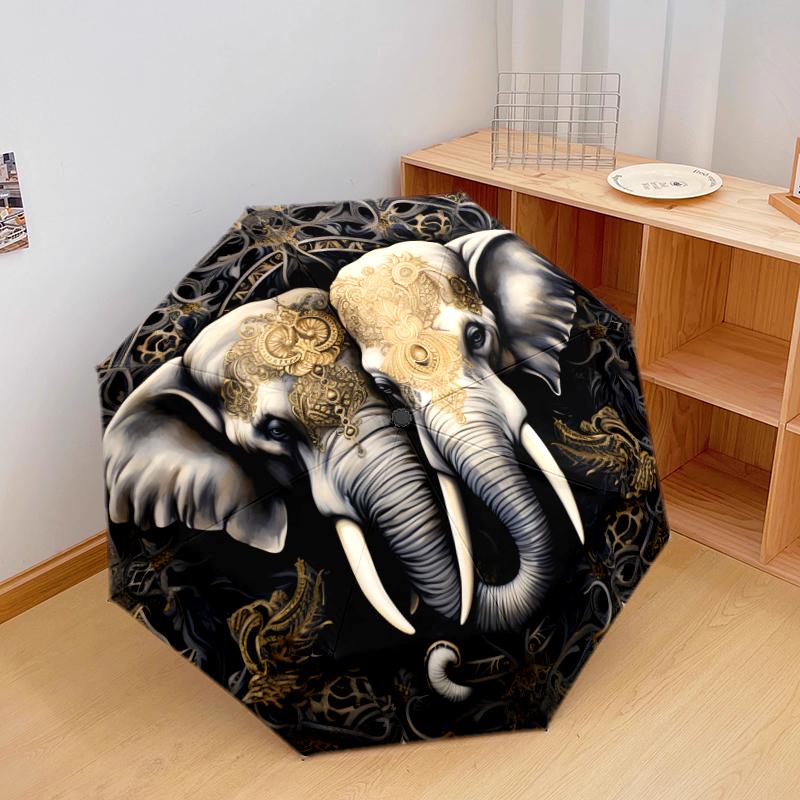 1 шт. Автоматический складной зонт - с рисунком слона, Портативный и складной дизайн с 8 спицами, Рождественские и Новогодние подарки