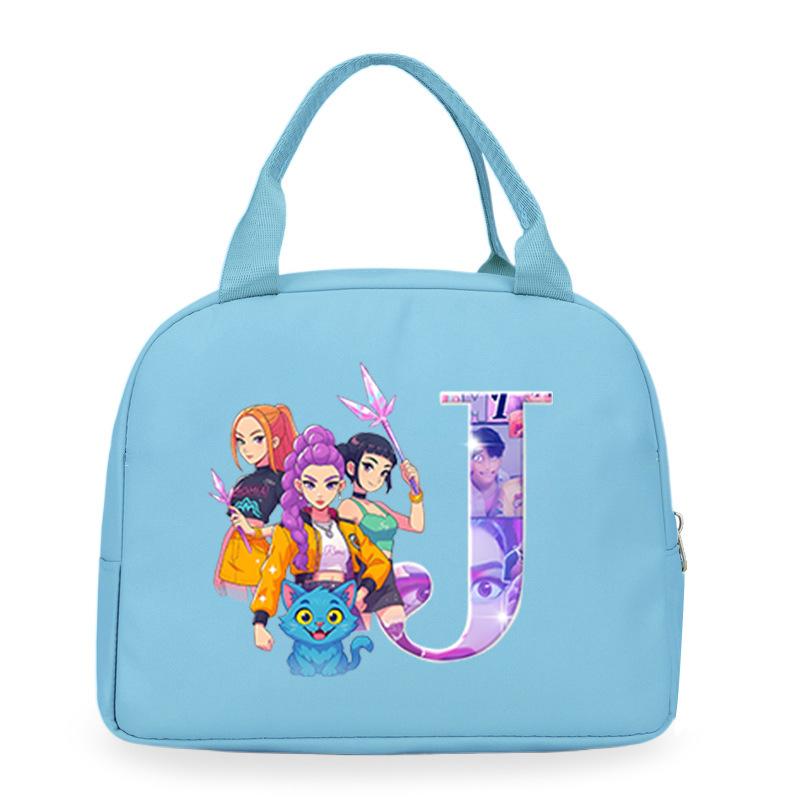 Trend Kpop Anime Cartoon Peripheral 26 Letter Printing Bento Bag Commuter Portable Lunch Box Bag