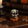 Spooky Tabletop Accents Halloween Figurine, Small Resin Rotating Ghost Skull Pumpkin Gravestone Collectible Figures Statue, Ornament for Home