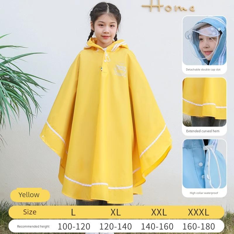 Children's Raincoat for Riding Electric Bikes, Specifically for Elementary School Students Aged 6-12, Boys and Girls, with a Rainproof Backpack Cover