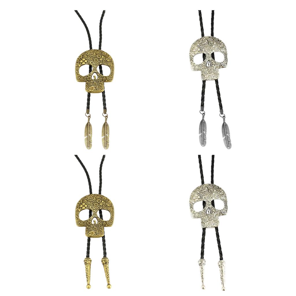 Винтажный западный ковбойский галстук-боло с черепом, галстук, панк-ожерелье, аксессуар для костюма, американский галстук-бола, западный