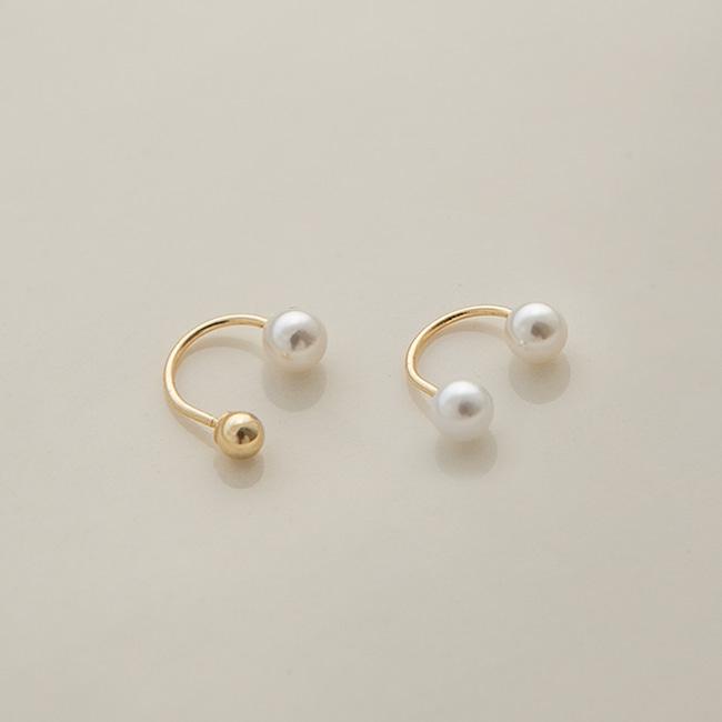 Пирсинг для уха Lunne 14K с жемчугом, U-образный крючок (14-каратное золото) #Pi06