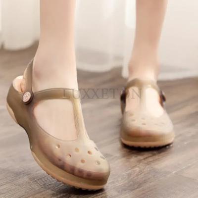 Летние женские мюли-сабо, пляжные дышащие тапочки, женские сандалии, желеобразные туфли, симпатичные садовые туфли-сабо для девочек