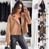 Autumn and Winter Suit Collar Solid Color Woolen Coat Women's Short One Button Jacket Fashion New Style