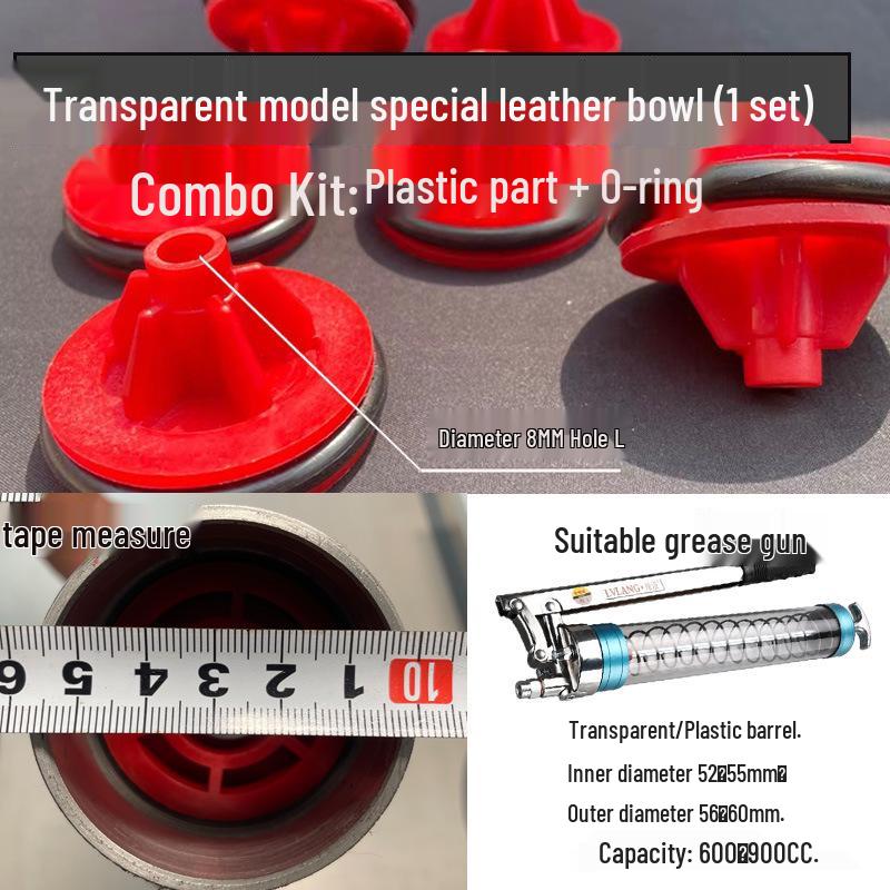 Универсальный набор запасных частей для шприца для смазки: Кожаная манжета, Сальник, Резиновое кольцо, Железный лист, Пластиковые детали