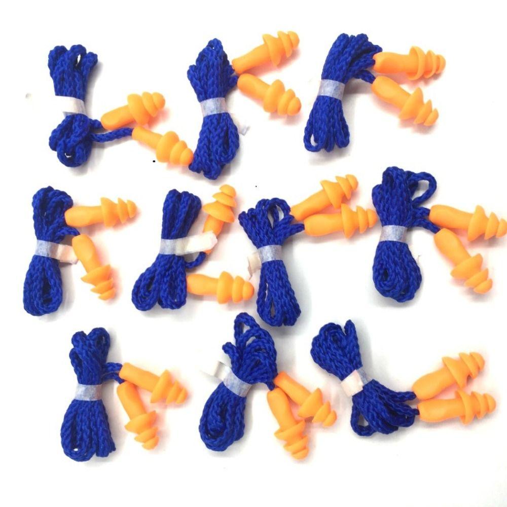 10PCS Tapered Insulation Earplug Corded Ear Plugs Silicone Noise Earplug for Abatement Noise