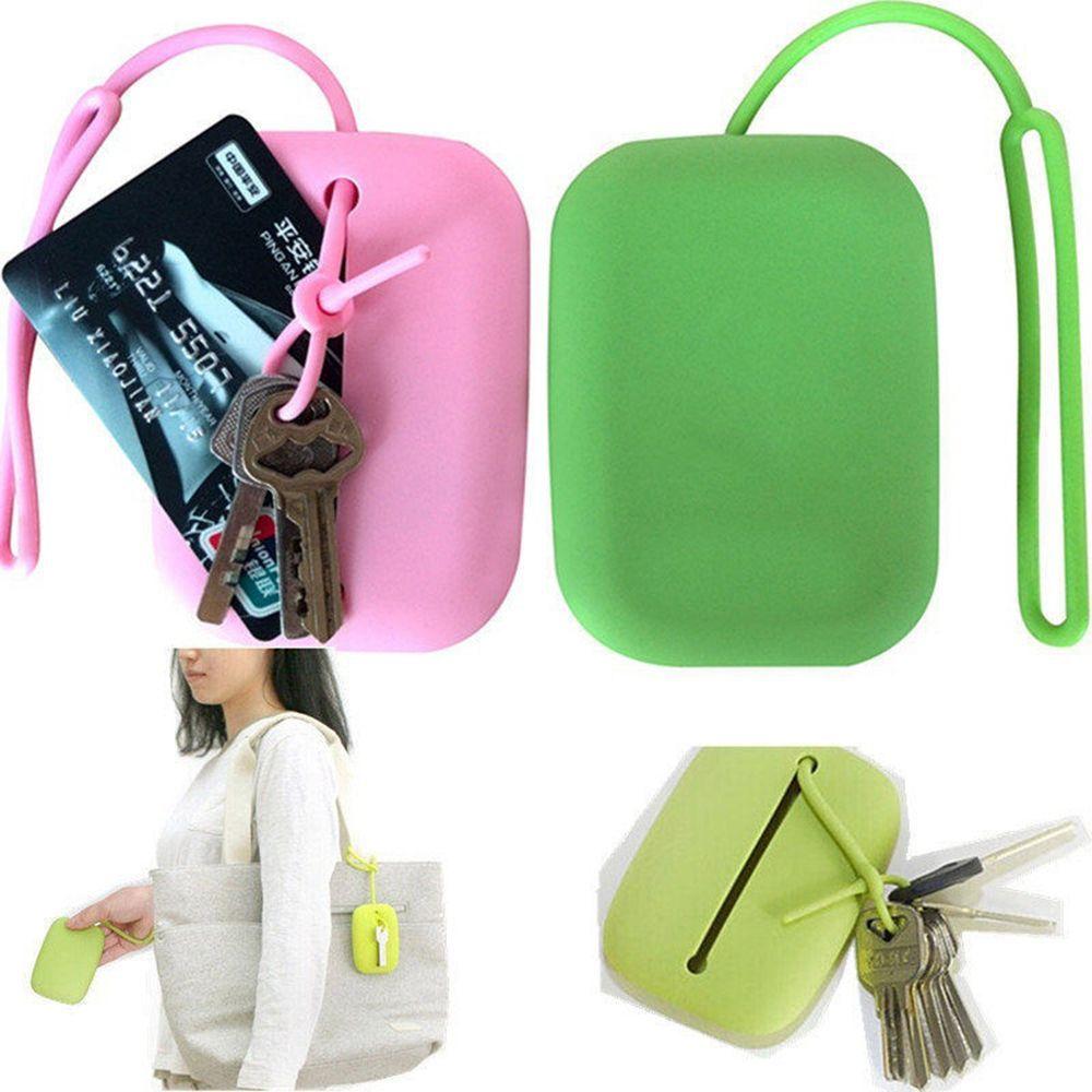 Women Intelligent Hasp Style Pouch Silicone Card Bag Accessories Key Holder Case