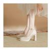 Waterproof table high heels women's thick heel satin Mary Jane wedding shoes Hexiu wedding dress two wear not tired feet button single shoes