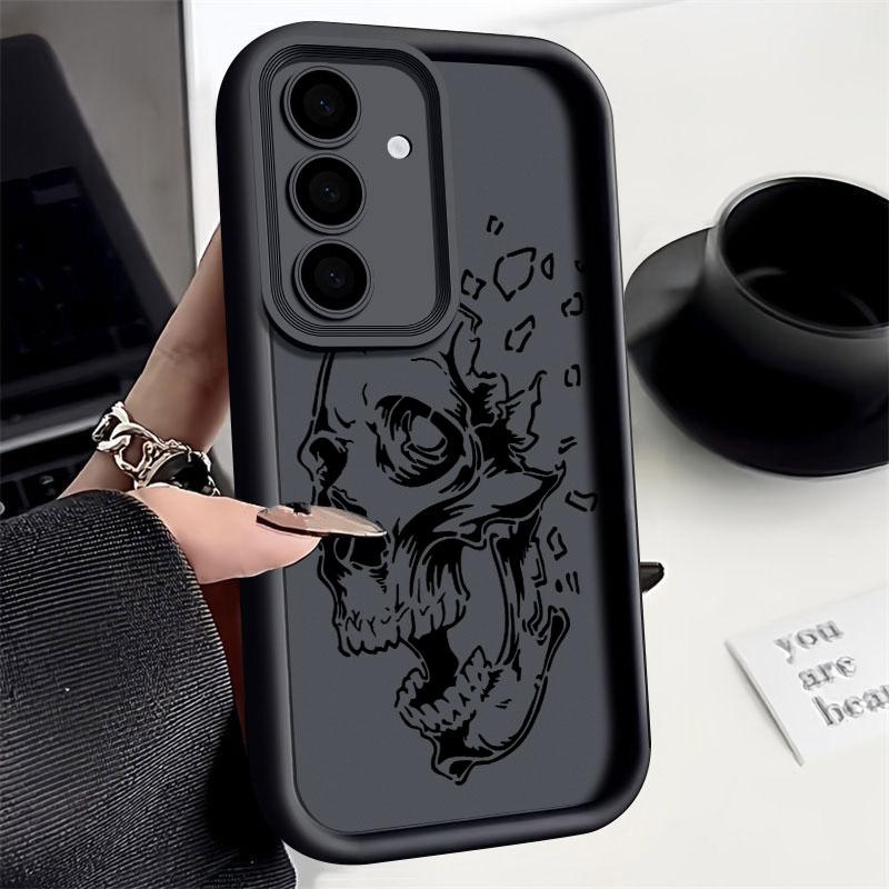 Чехол для телефона Samsung S26 S25 S24 S23 S21 S20 Ultra Ужас Черный Череп Скелет Funda Для Galaxy S25 S24 FE S26 Plus Мягкий Чехол